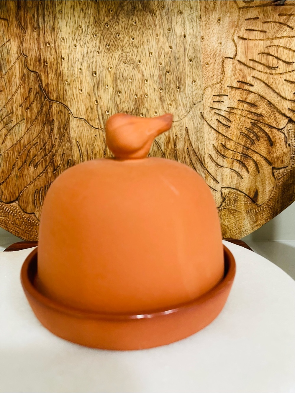 Terracotta Garlic-Top Ceramic Dish - Unbranded